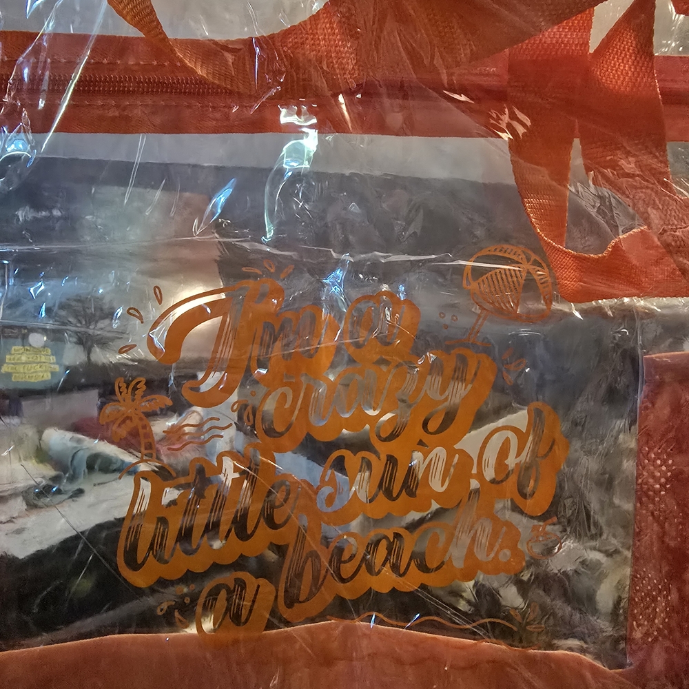 Clear Beach Tote with Orange Accents